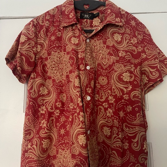 Ralph Lauren Double RL Red and Gold Paisley Shirt - Picture 1 of 3
